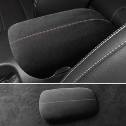 For Ford Mustang 2015-2025 Made of Alcantara Wrap ABS Car Trim Armrest Box Cover Panel Italian Suede Interior Tuning Accessories
