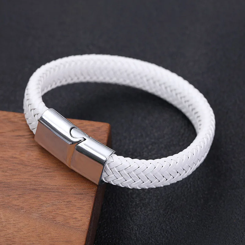 Magnetic Clasp Leather Braided Bracelet Bangle for Men Woven Bracelet Mens Hand Jewellery Leather Bracelet Homme Accessories