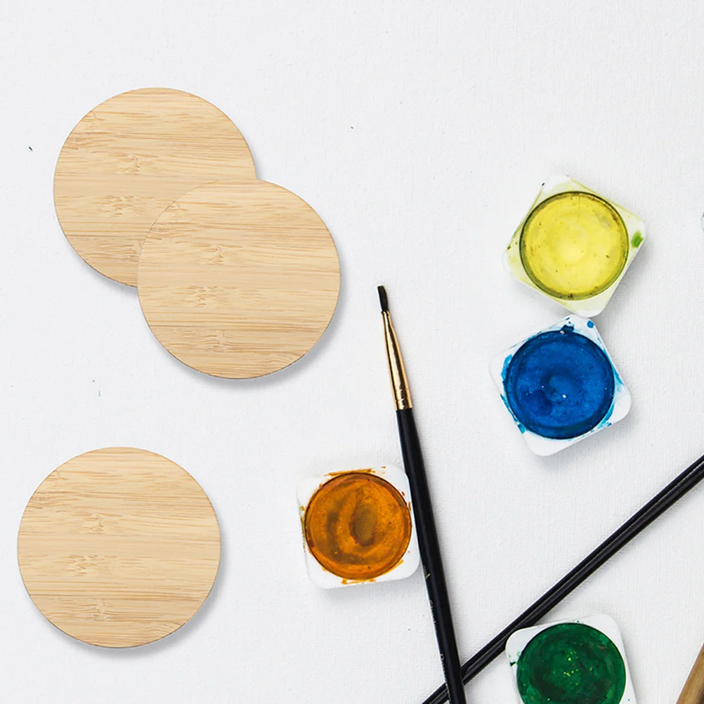

10 Pcs Round Bamboo Slices 8cm Smooth Surface DIY Painting Materials Unfinished Circle Blanks Kids Crafts Wood Plates Graffiti