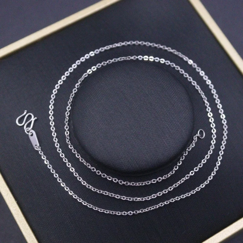 Real Real Pure Platinum 950 Chain Women Lucky 1.2mm O Link Necklace 3.3-3.5g/42cm