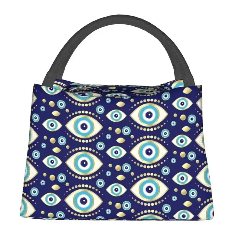 Custom Evil Eye Charm Pattern Lunch Bags Men Women Cooler Thermal Insulated Lunch Boxes for Office Travel lunchbag