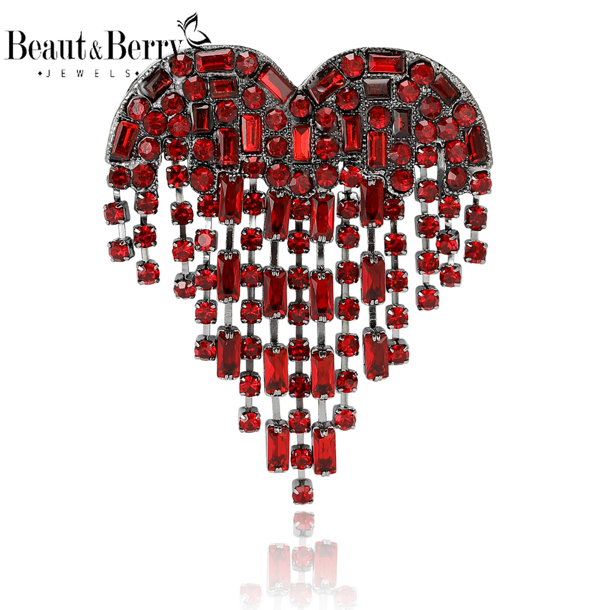 Beaut&Berry عيد الحب الفاخرة حجر الراين القلب دبابيس للنساء للجنسين دبابيس الحب عارضة حزب مجوهرات اكسسوارات الهدايا #1