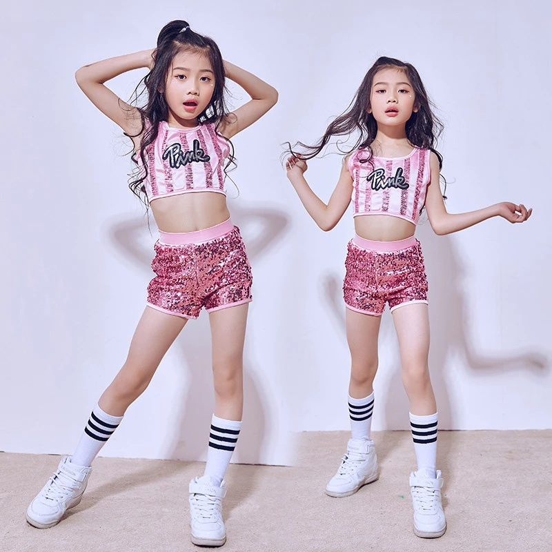 Ragazze Hip Hop vestiti da ballo costumi da sala abiti da ballo bambini manica lunga Top Shirt Dancewear felpa moderna Streetwear