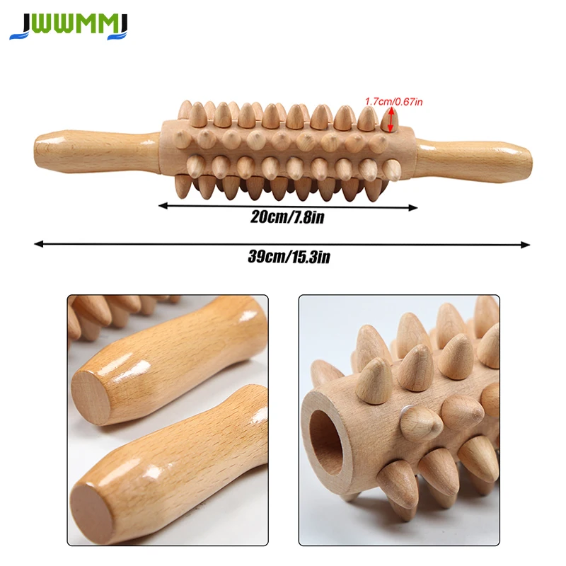 1Pcs Wooden Massage Roller,Multi-Functional Body Roller for Cellulite,Muscle Tension and Skin Health Support,Natural Massager