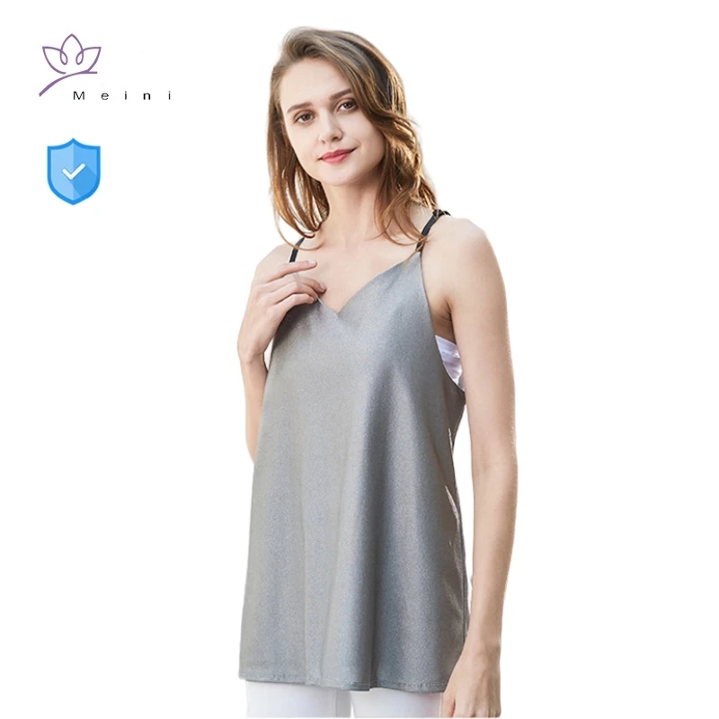 Electromagnetic radiation protective silver fiber maternity slip dress household appliances EMR shielding double-layer clothes