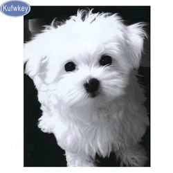 Diamond Mosaic wihte Maltese Diamond Embroidery pet dog diy Diamond Painting square drill picture of rhinestone home decor