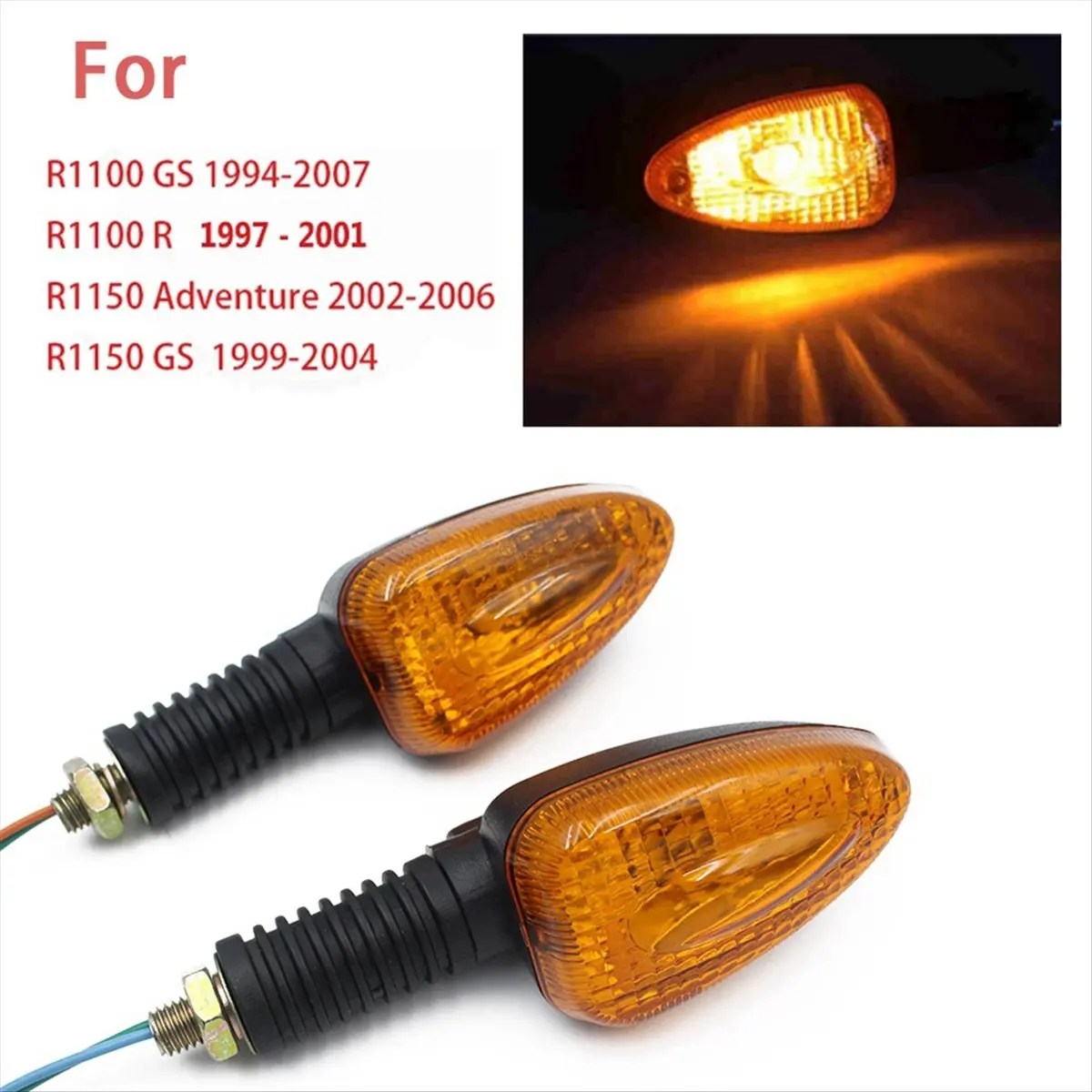 Compatible Motorcycle Front and Rear Turn Signal Light Indicator Blinker for BMW R1100GS 1994-2007 R1100R 1997-2001,A