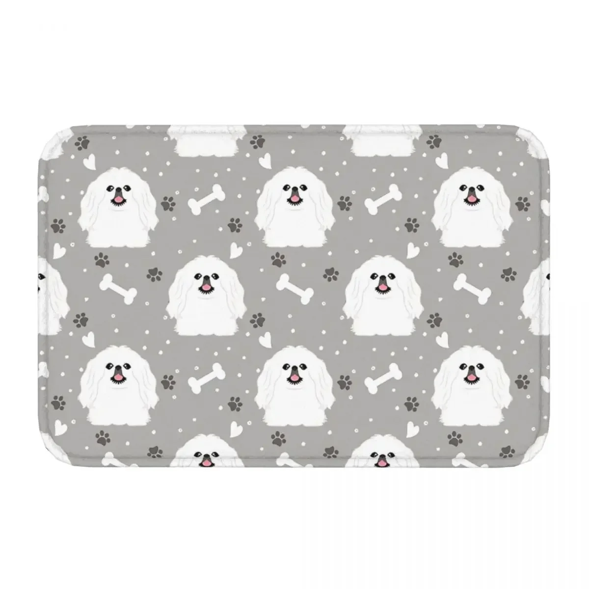 Dogs Design Bedroom Mat Cute White Pekingese Peke Doormat Kitchen Carpet Outdoor Rug Home Decor