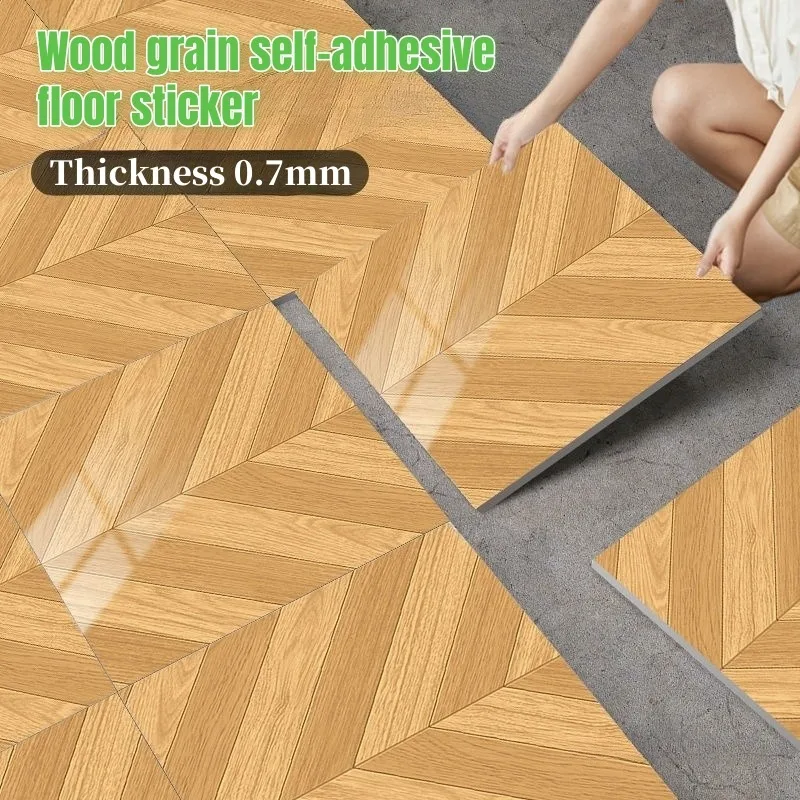

Fish Bone Pattern Self-adhesive Flooring Stickers Moisture-proof Aluminum Foil Bottom Wallpaper Decoration for Kitchen Bedroom