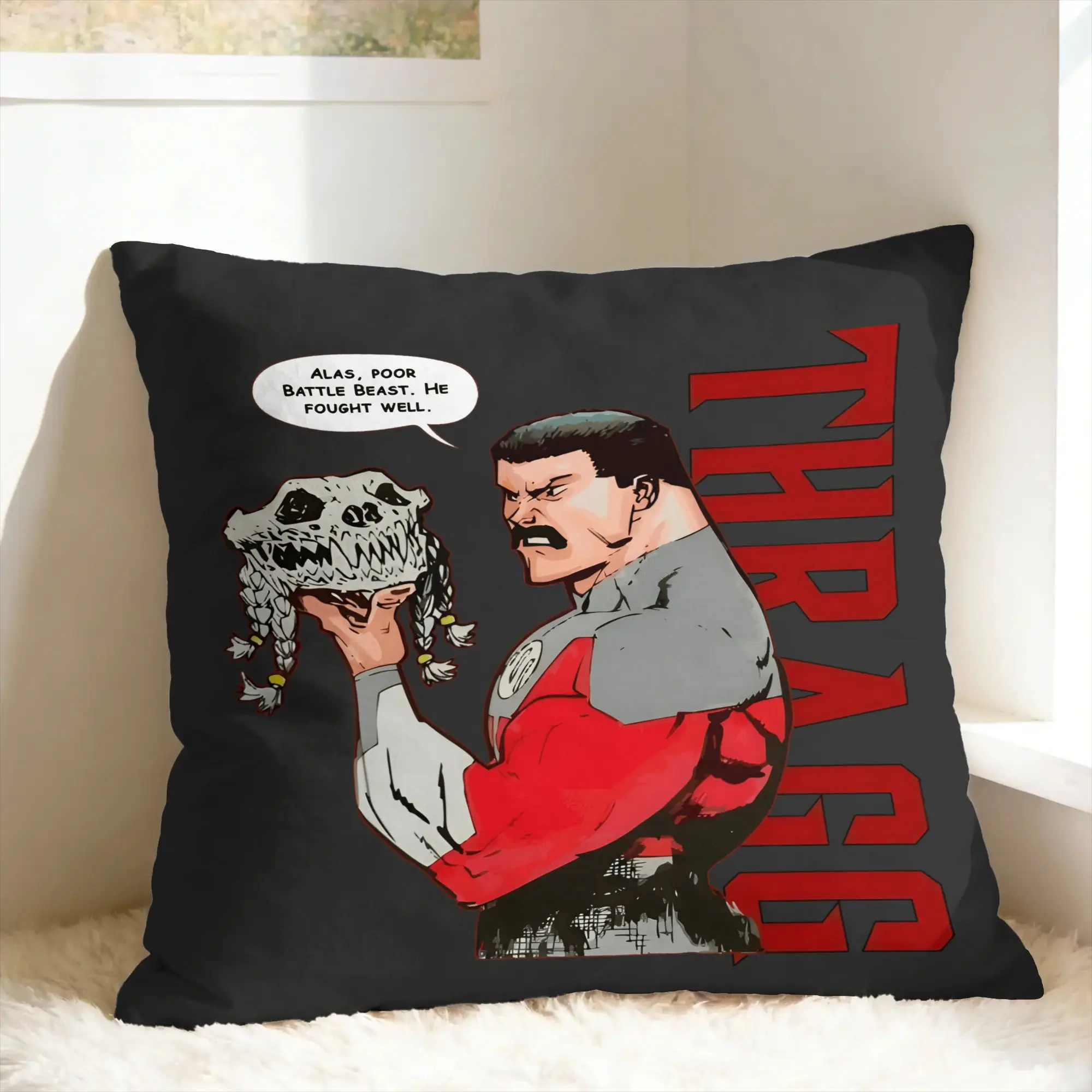 Battle Beast I-Invincible Comic Thragg Pillow Cover  Square Cushion Cover Funny Pillow Case For Living Room Chair