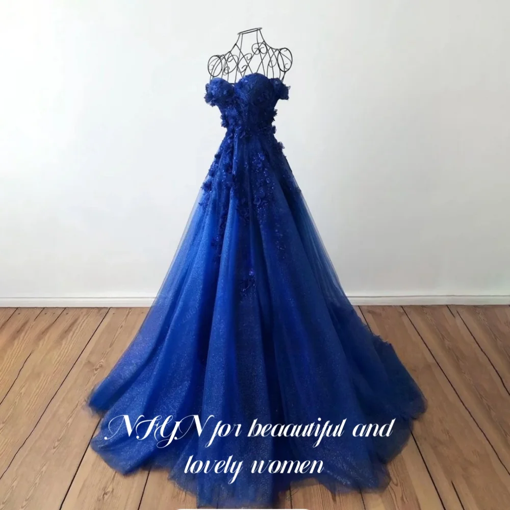 NFYN Purple Special Occasion Dress 3D Flowers Sweetheart Appliques Lace Formal Gown Off the Shoulder Evening Dresses Customized