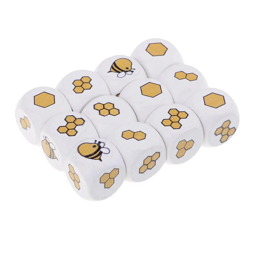 Cubes à dés en bois peint blanc, jeu de famille, jouets pour enfants, artisanat, 6 faces, 12 pièces