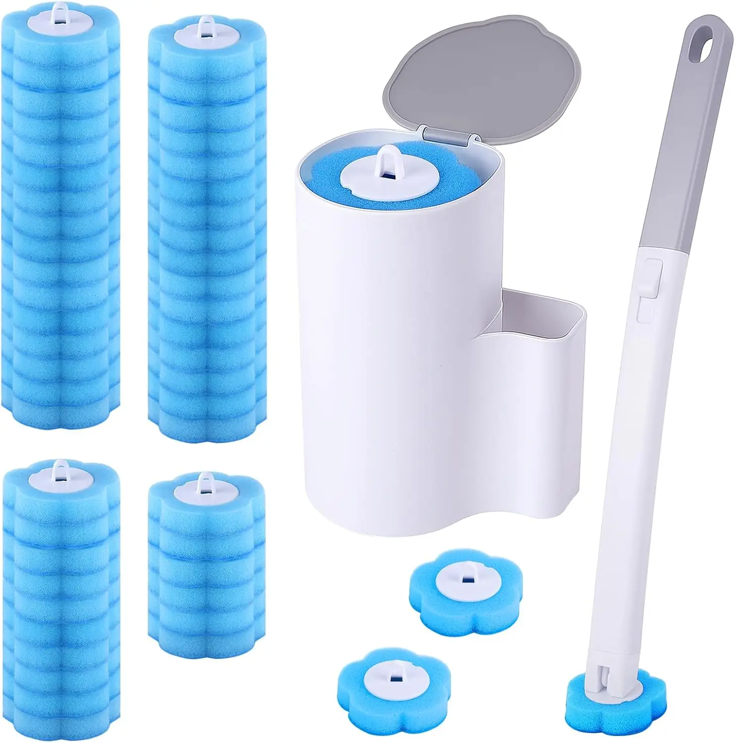 

Disposable Toilet Brush with 48 Refills, Wall Mounted Holder for Bathroom Cleaning