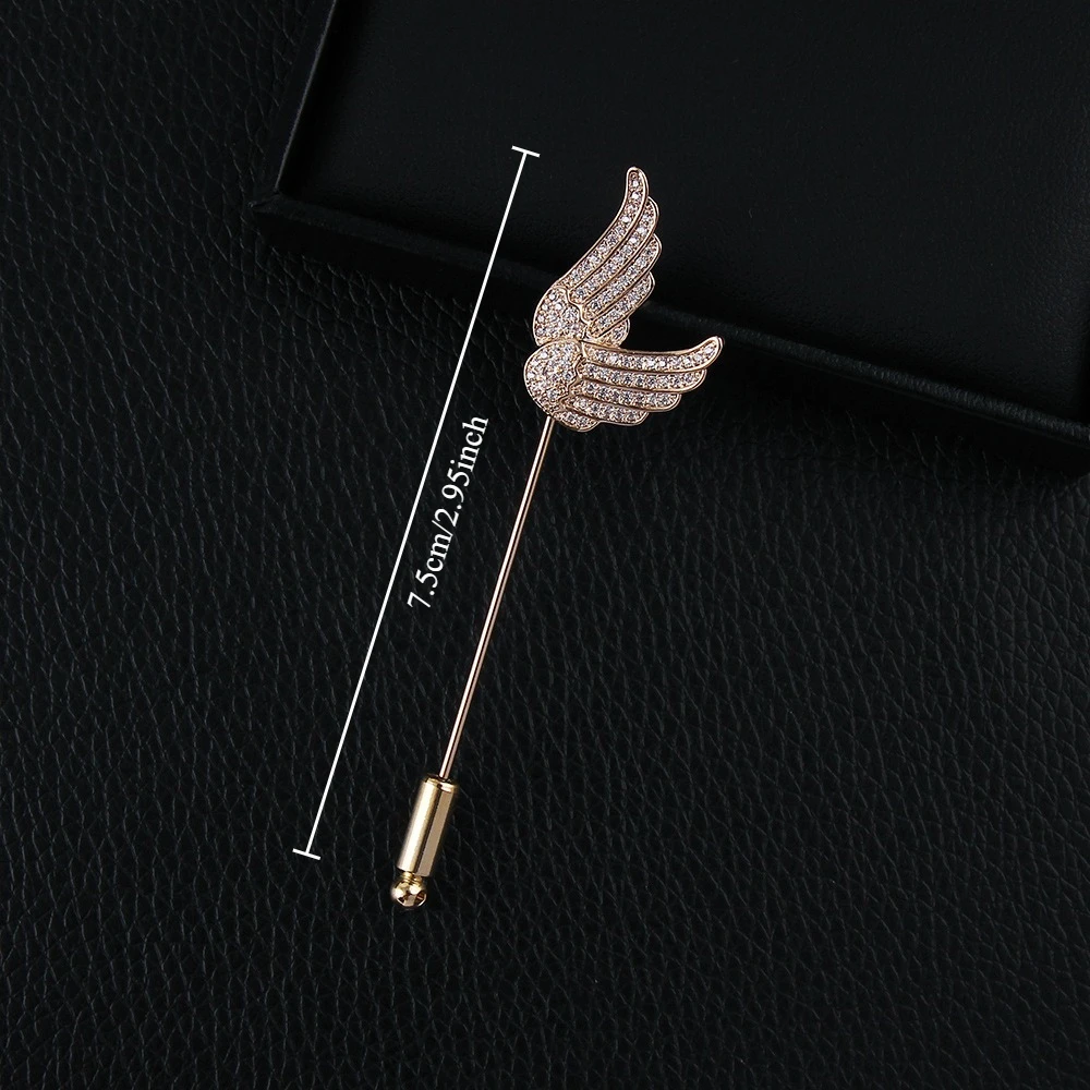 Full Diamond Wings Brooch Business Banquet Suit Shirt Collar Decoration New Year Guardian Angel Wings Coat Pin Accessories
