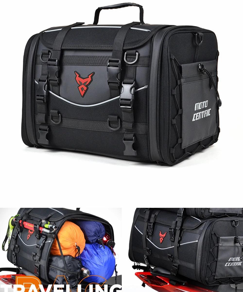 

Motorcycle Tail Bag Multifunction Travel Helmet Bag Rear Seat Bag High Capacity Rider Backpack 40-60L Rear Tail SaddleBag