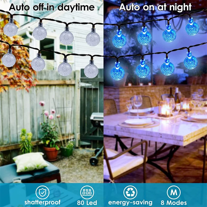 LED Solar String Lights Outdoor Waterproof Sensor Garden Lighting Lights Garland for Exterior Street Patio Decoration Fairy Lamp