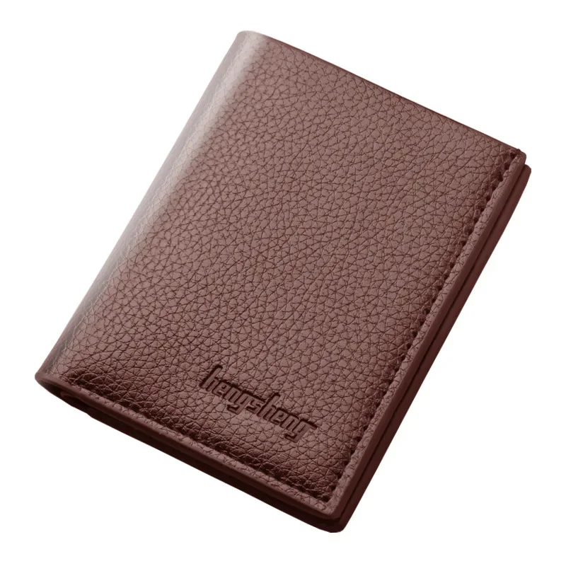 

Korean Version Trendy Cash Clip Men's Short Wallet with Lychee Pattern Multifunctional Thin Money Clip Billfold,10.8*8.6*0.6cm