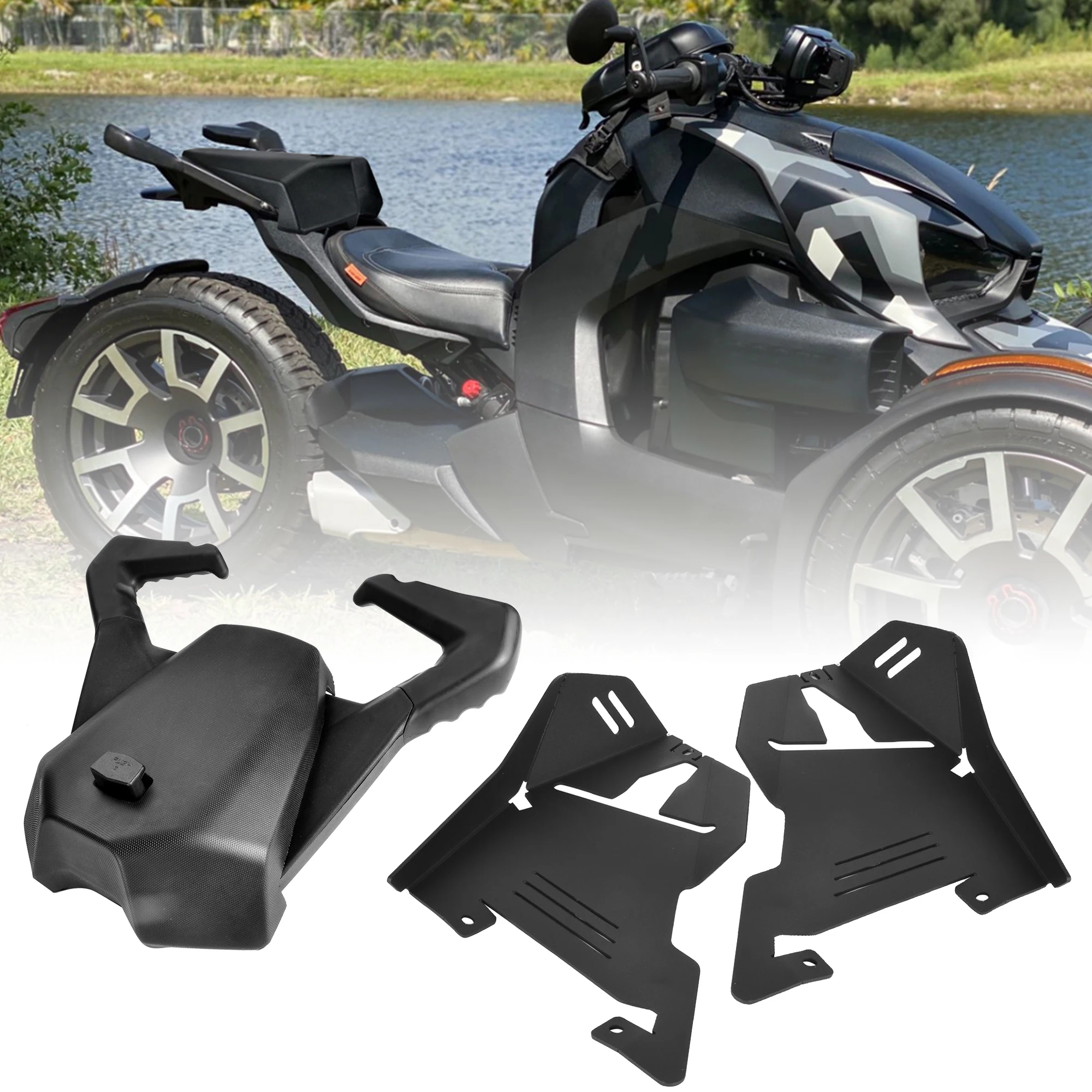 Motorcycle Front A-Arm Splash Guard Protectors 2-Up Ryker Rear Passenger Seat For Can AM Ryker 600 ，900，Sport，Rally Edition MAX