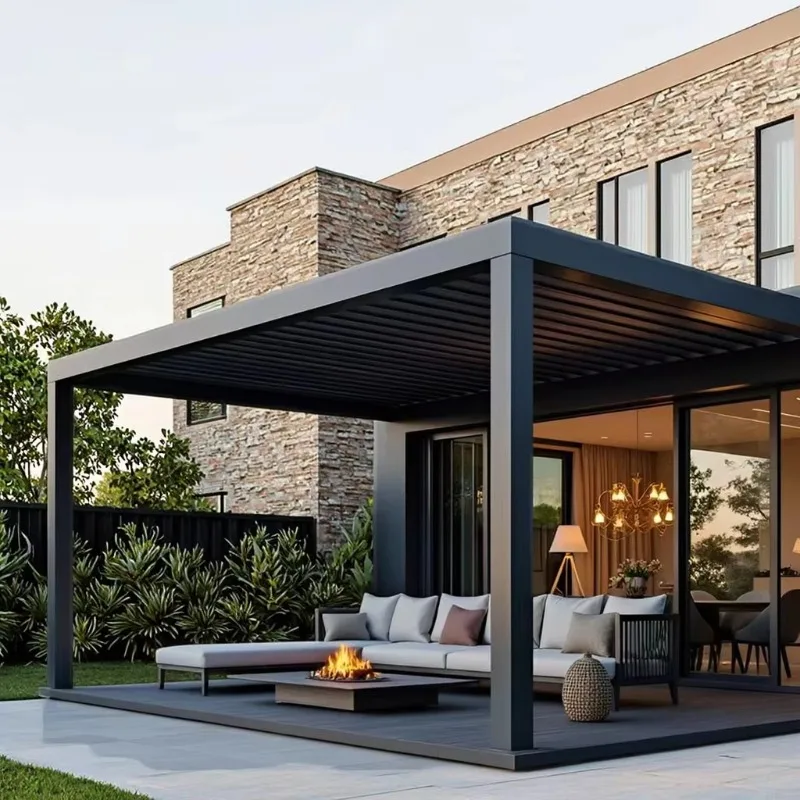 Hot Sales Outdoor Lounge Shelter Aluminum Manual Gazebo For Outdoor Kitchen
