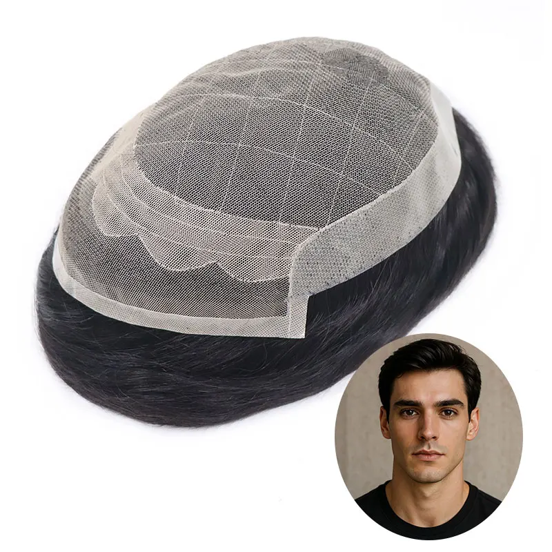 

Man Wig Men Toupee Human Hair Invisible Male Hair Prosthesis OCT Base Men' s Wigs Lace Toupee Replacement System Natural Black