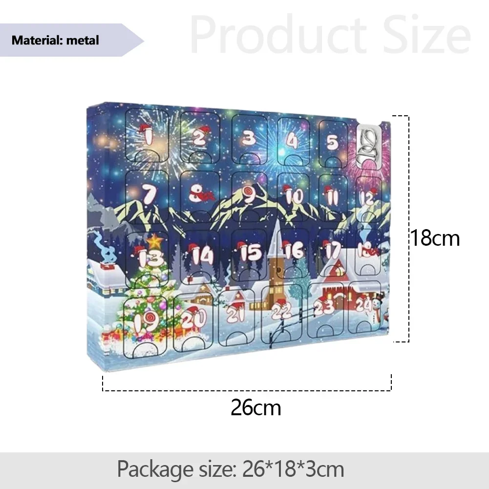 Metal Puzzle Christmas Advent Calendar Gifts Box Ruban Lock Puzzle Xmas Countdown Calendar Box Children Brain Teaser Fidget Toy