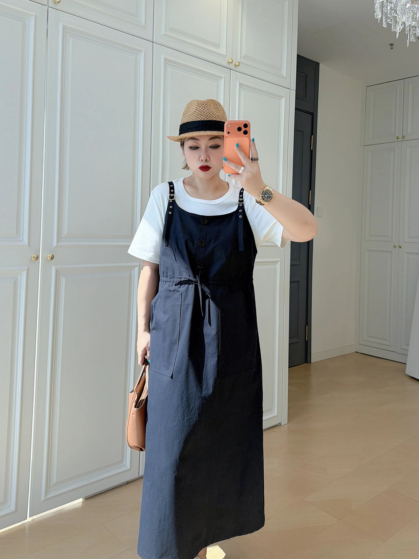 

Casual High Waist Belted Two-Piece Set plus Size Women's Clothing White T-Shirt Trendy Ensemble College Style Anti-Aging