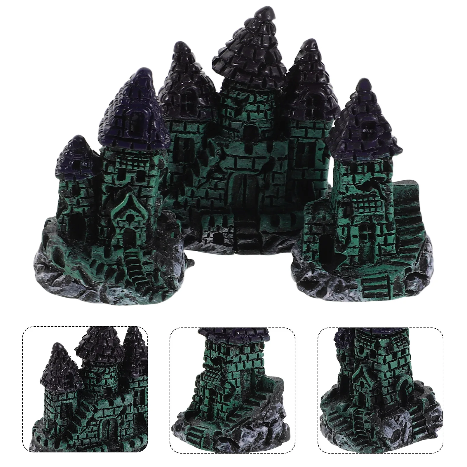 

3pcs Aquarium Castle Decor Miniature Resin Figurines For Fish Tank Landscaping Shrimp Betta Hiding Spots Underwater Decoration