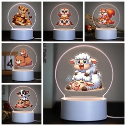 Animal mother and child 3D Led Optical Illusion Table Lamp Gift For Kids 3D Led Night Light Color Changing