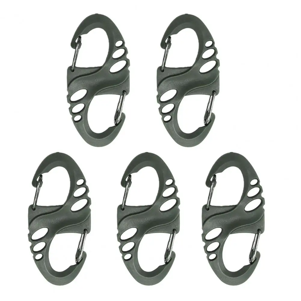 

5Pcs Mini S-Type Carabiner Buckles Lightweight Plastic Steel Outdoor Climbing Hiking Safety Buckles Compact Outdoor Accessories