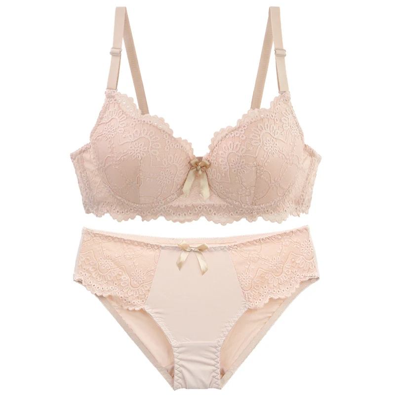 DainaFang Lace Minimizer Bra Sets 3/4 Cup Push Up Lingerie Side Support Removable Straps 3 Hooks Women Underwear