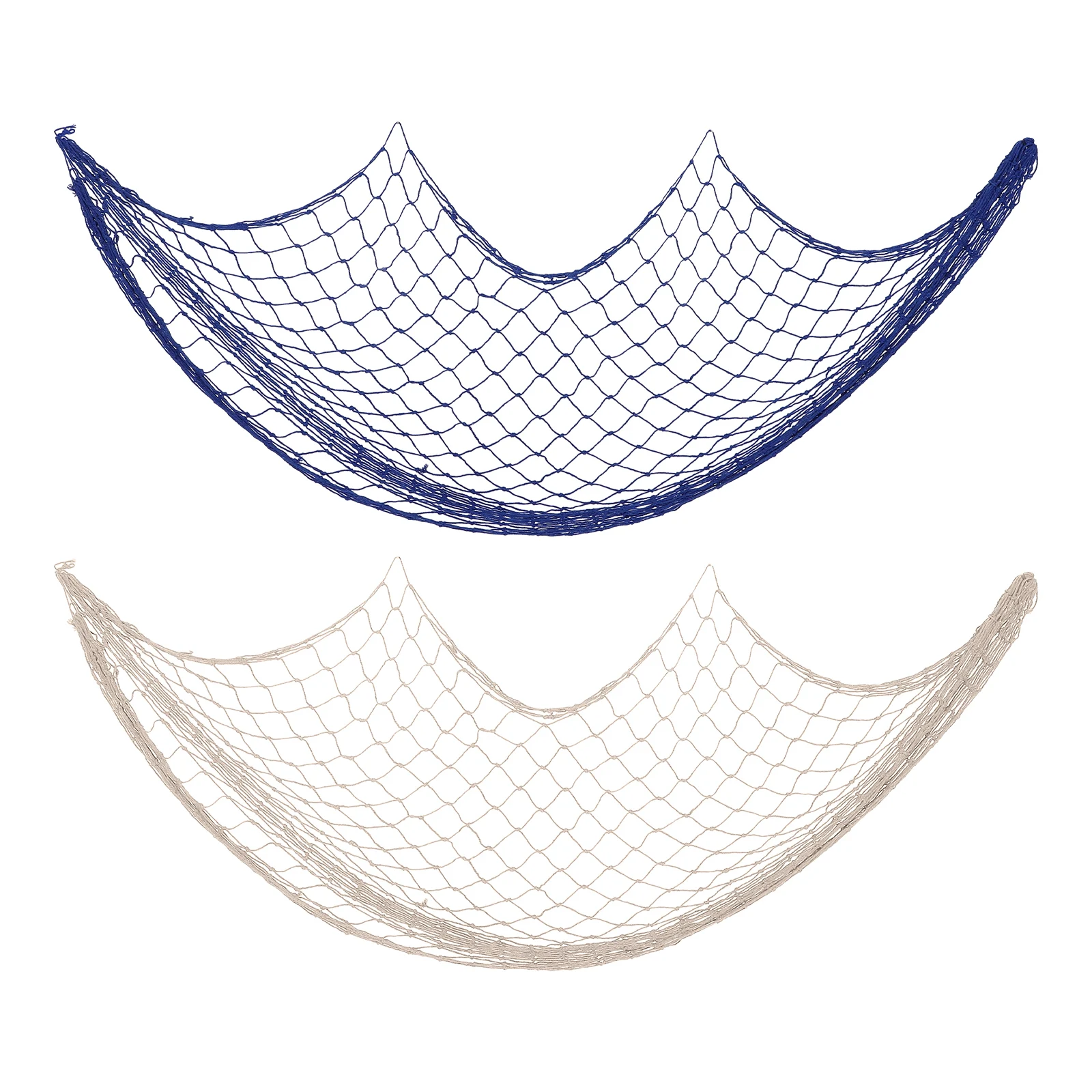 

2 Pcs Cotton Rope Twine Decorative Mesh Background Wall Decoration for Beach Nautical Ocean Theme Photo Prop Fish Net