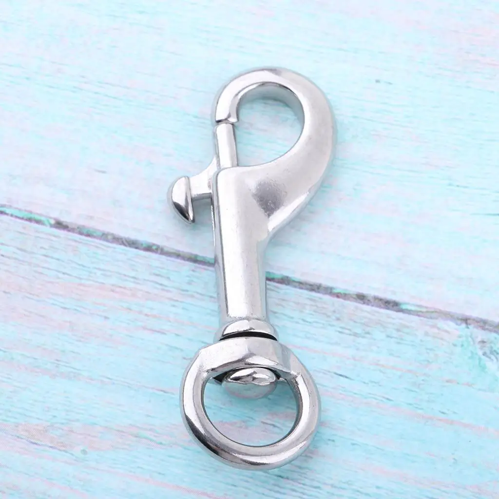 Marine Grade Stainless Steel Single Head Hook Spring Buckle for Pet Chain Collar Lanyard Diving Safety Accessory