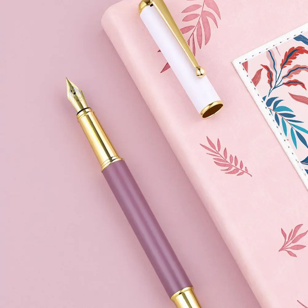 High Quality Metal Fountain Pen Elegant Office School Supplies Calligraphy Practice Tool Smooth Nib Gift Box Included