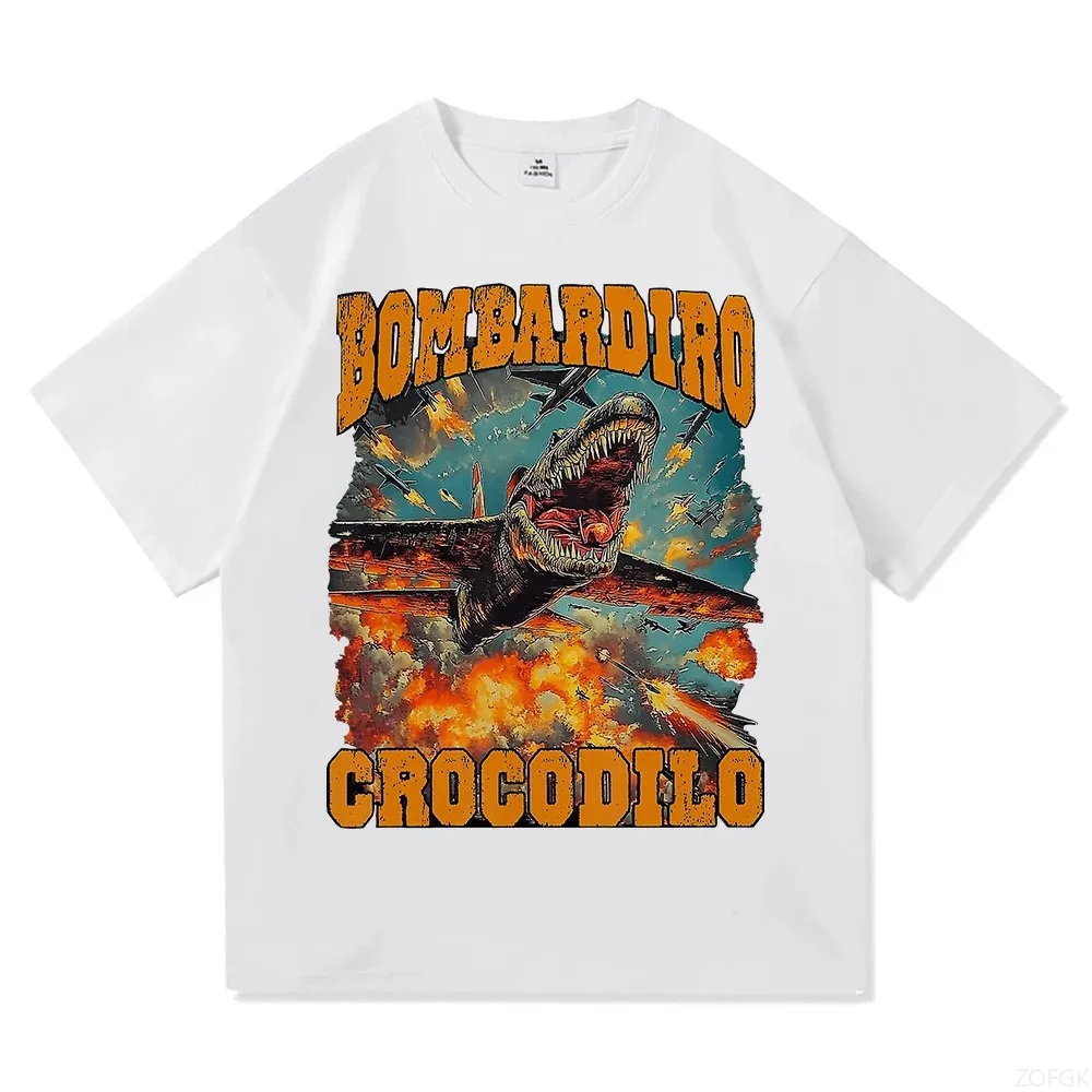 

Bombardiro Crocodillo T Shirt Men Vintage Funny Italian Brainrot Meme T-Shirt Cool Brr Brr Patapim Tralalero Tralala Cotton Tees