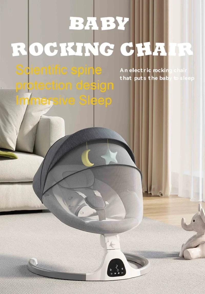 Electric Baby Swing Baby Lounger Chaise Longue for Baby Resting Chair Rocking Chair with Bluetooth Music Remote Control Cot