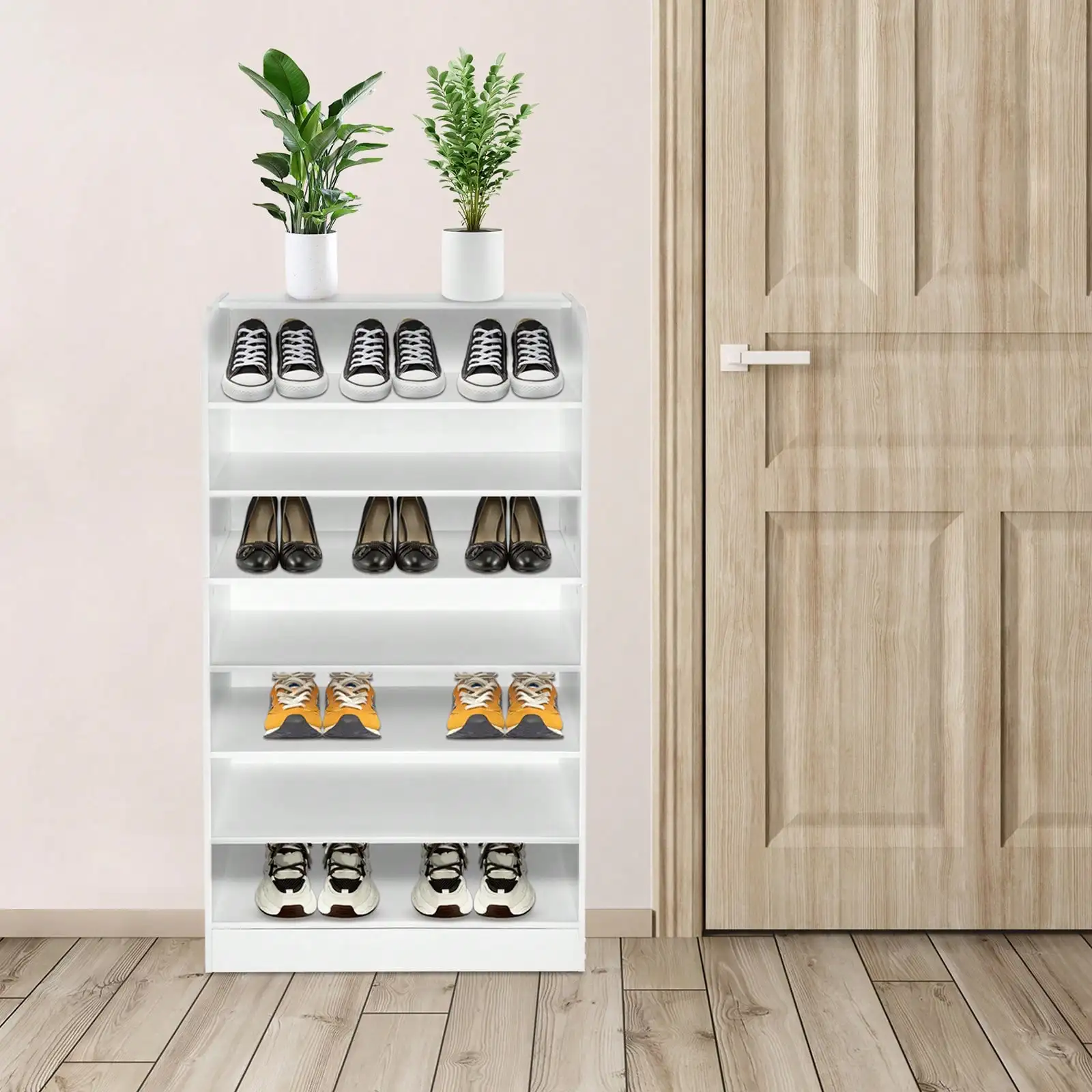 Shoe Shelf For Entryway Gray/White 8-Tier Shoe Rack Storage Organizer Shoe Cabinet For Home Closet