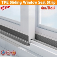 4m/Roll TPE Sliding Windows Sealing Strip Triple Sound Insulation Weatherstrip Tape Windproof Anti-Cold Door Under Draft Stopper