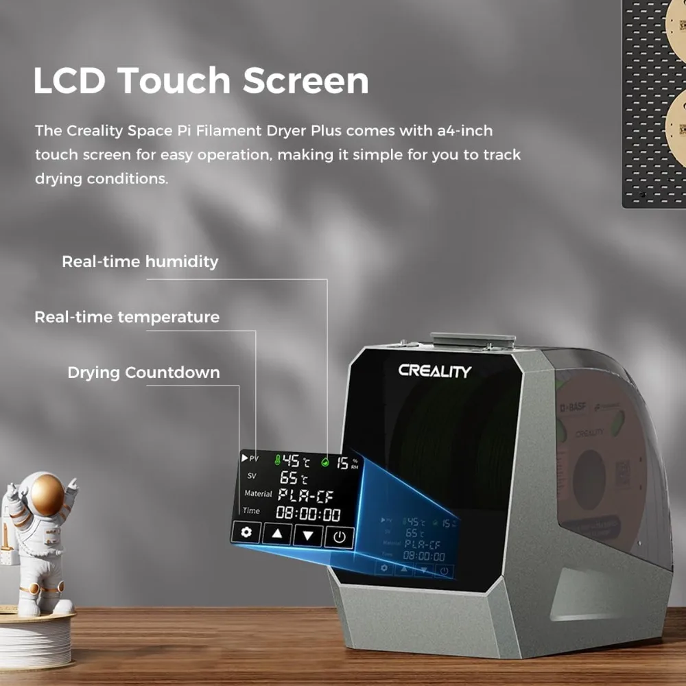 2025 Official CREALITY Space Pi Filament Dryer Plus, 2 Spools Double 360° 160W PTC Fast Heating 3D Printer Filament Dryer Box