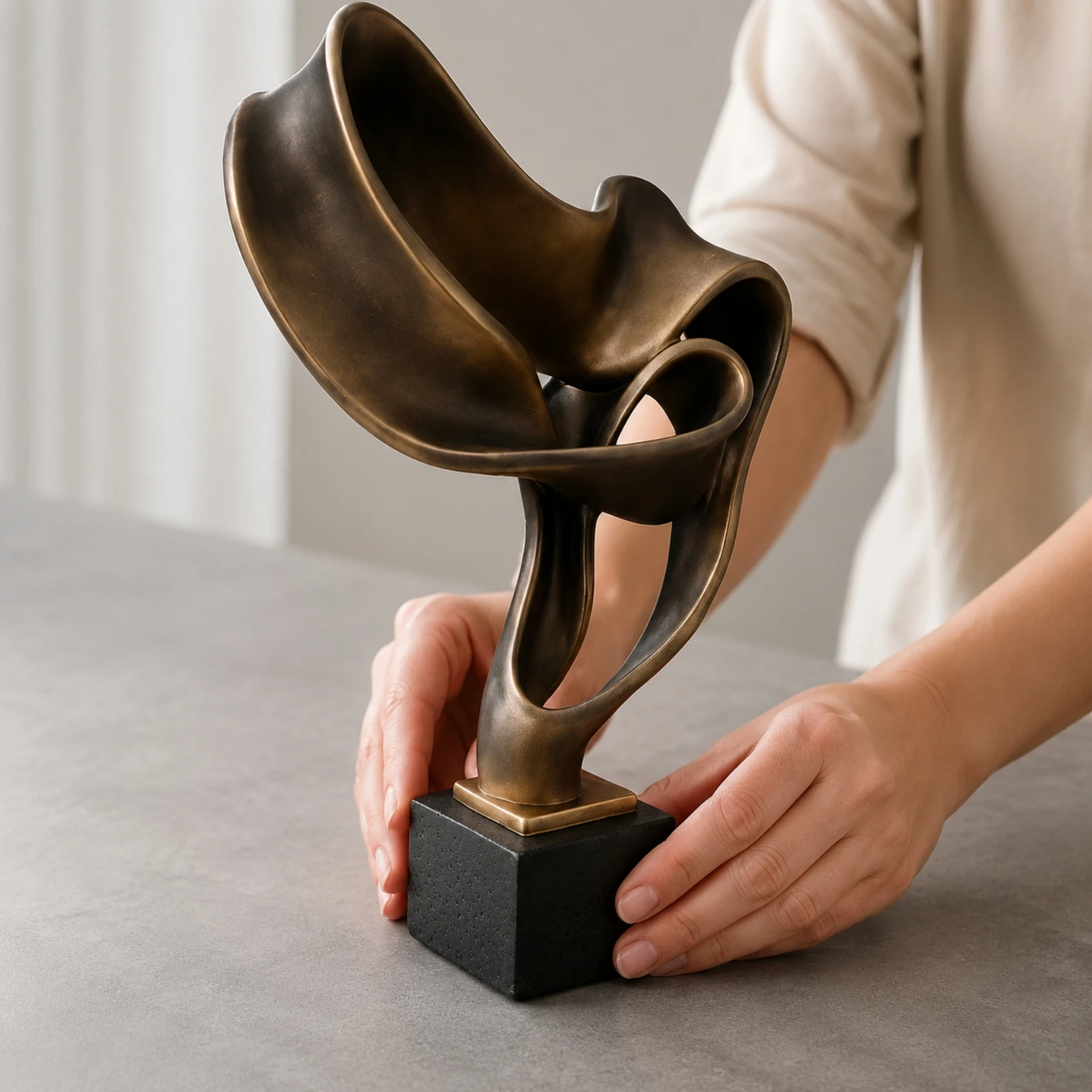 Modern Geometric Decorative Sculpture Contemporary Synthetic Resin Decorative Statue Tabletop Ornament Minimalist