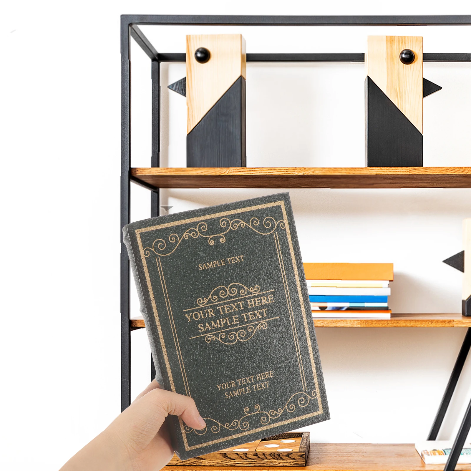 

Fake Book 2807 Linen Medium Vintage Storage Box Green Vintage Decorative ganizer Bookshelf Props Storage Solution
