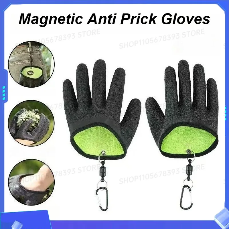 2 pairs Gardening Magnetic Gloves Anti Prick， Planting Specific Gloves Portable Waterproof Garden Protective Gear