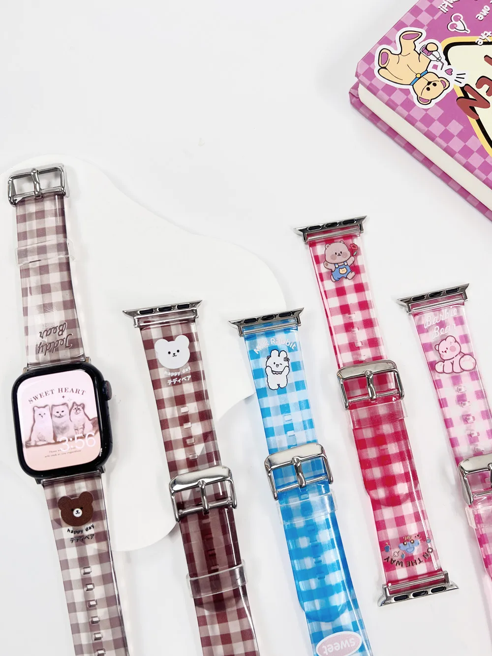 Cartoon Plaid TPU Strap for Apple Watch Band 40/44mm 6SE 5 4 3 2 Bracelet Loop for Iwatch 7 8 49Ultra 38/42mm 41/45mm Correa