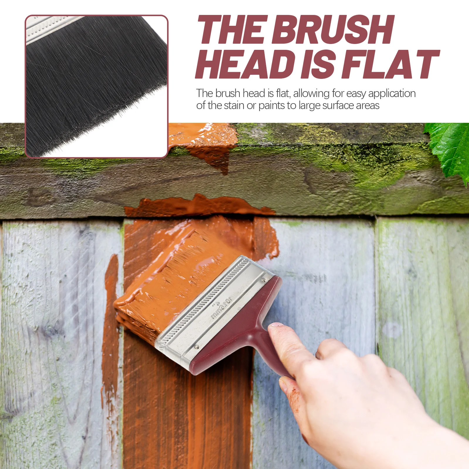 Deck Stain Brush Ergonomic Handle Mixed Bristle Paint Brush for Wall Floor Ceiling Stain Application Large Flat Surface Tool