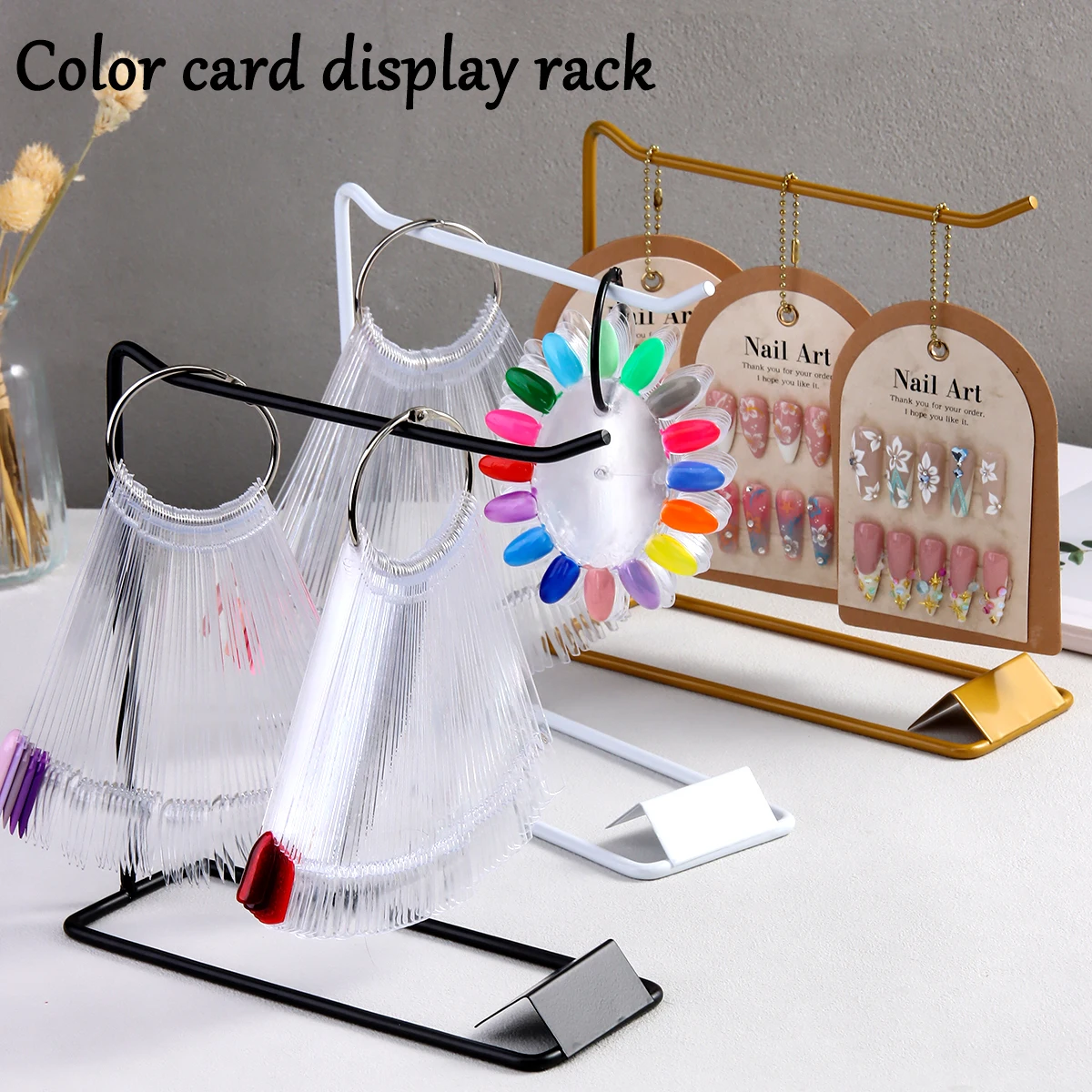 Nail Salon Display Stand Metal Organizer with Hooks for Gel Polish, Space-Saving Countertop Decoration - Salon & Home Use