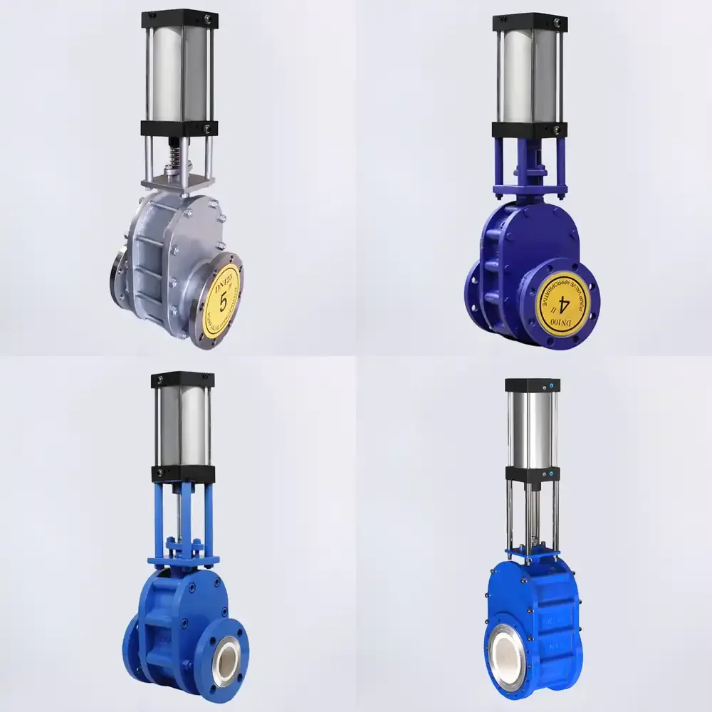 PN10 3 Inch Pneumatic Ceramic Gate Valve WCB SS304 Pneumatic Cylinder Air Control Double Disc Parallel Flange Gate Valve
