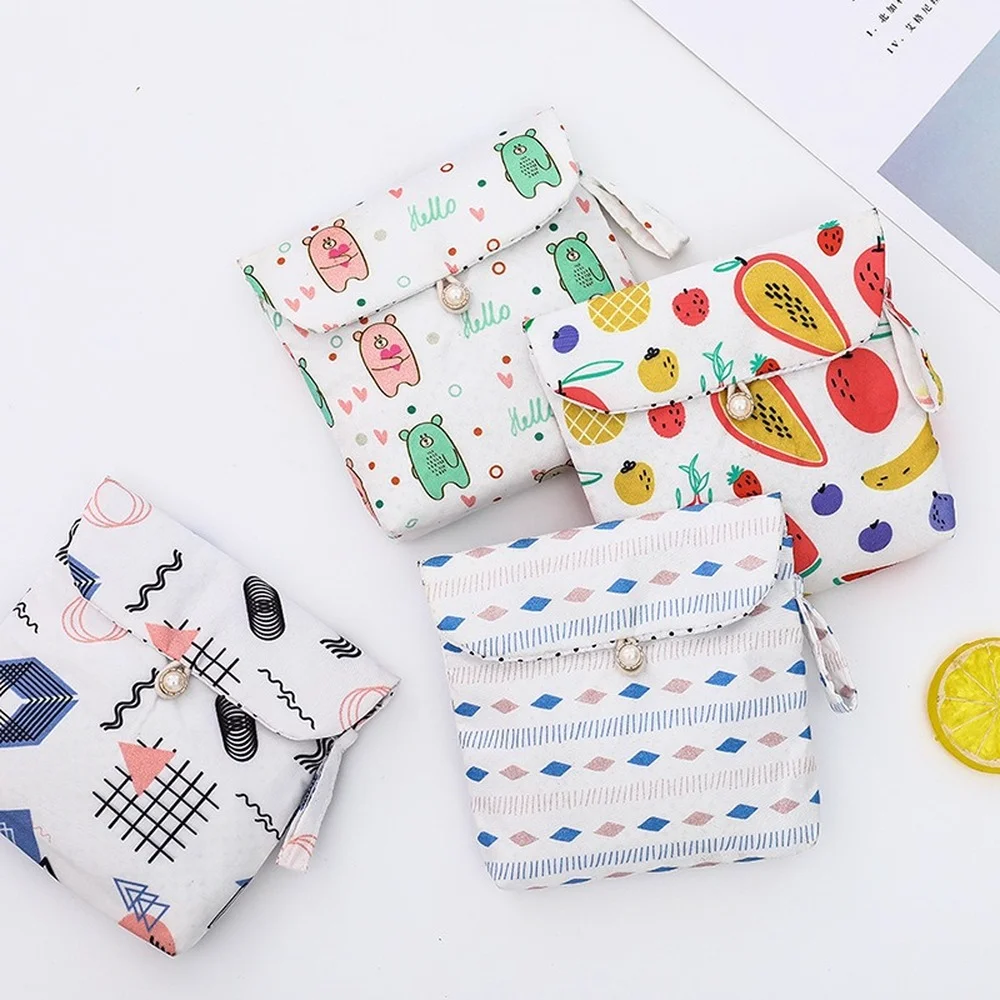 Girls Diaper Napkin Storage Bag Sanitary Pads Package Bags Coin Purse Jewelry Makeup Lips Organizer Credit Card Pouch Case