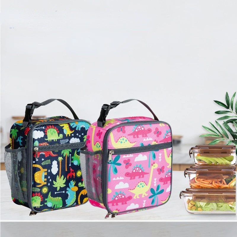 Oxford Cloth Dinosaur Cartoon Children Lunch Box Bag Student Printing Portable Lunch Bag Lunch Bag Insulated Bags for Picnic