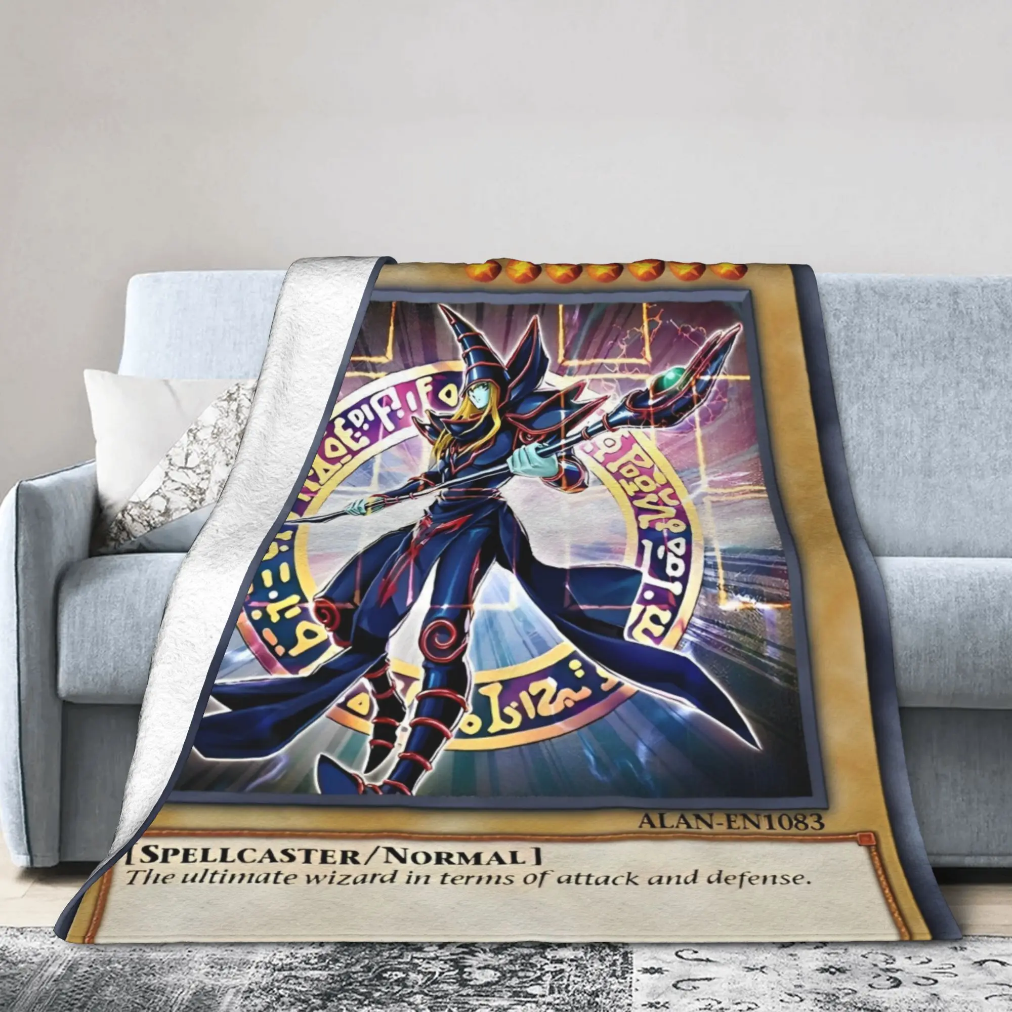 Yu Gi Oh Card Dark Magician Blankets  Flannel Vintage Warm Throw Blanket for Bed Sofa Decoration