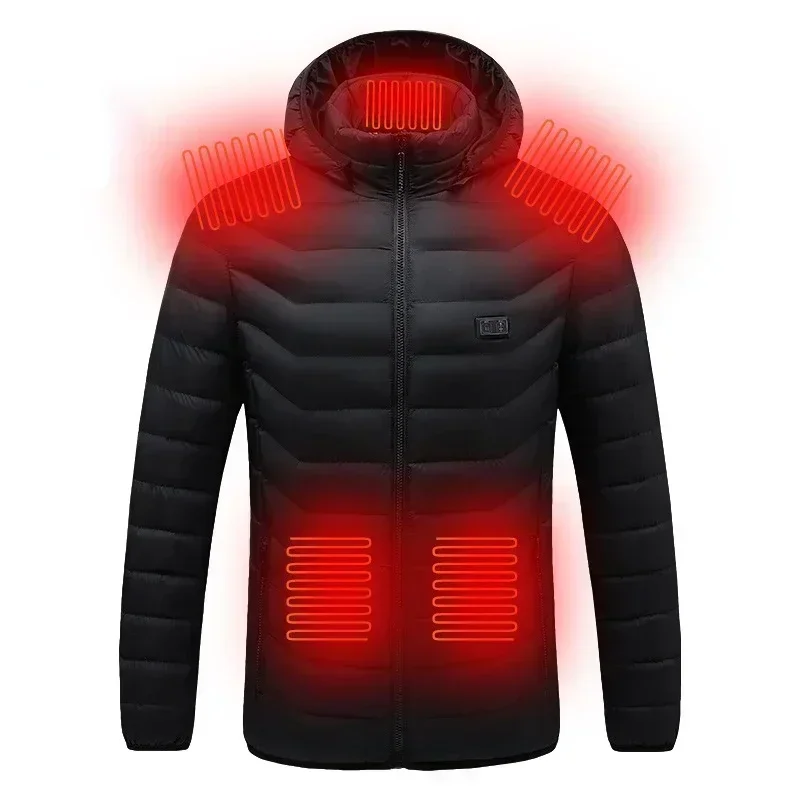 17 Zone Heating Jacket Men's Winter Usb Warm Thick Coat Smart Dual Temperature Control Clothes Ski Hooded Waterproof Cotton Coat