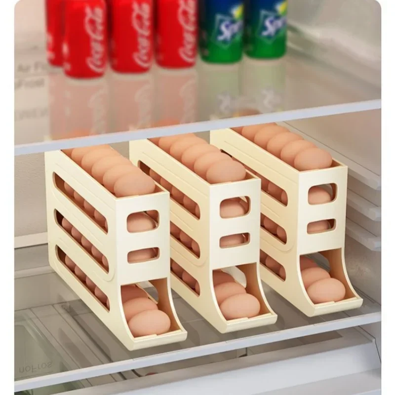 Refrigerator Egg Storage Box Kitchen Box Large Capacity Dedicated Egg Carton Rolling Egg Storage Shelf Kitchen Tool Accessories